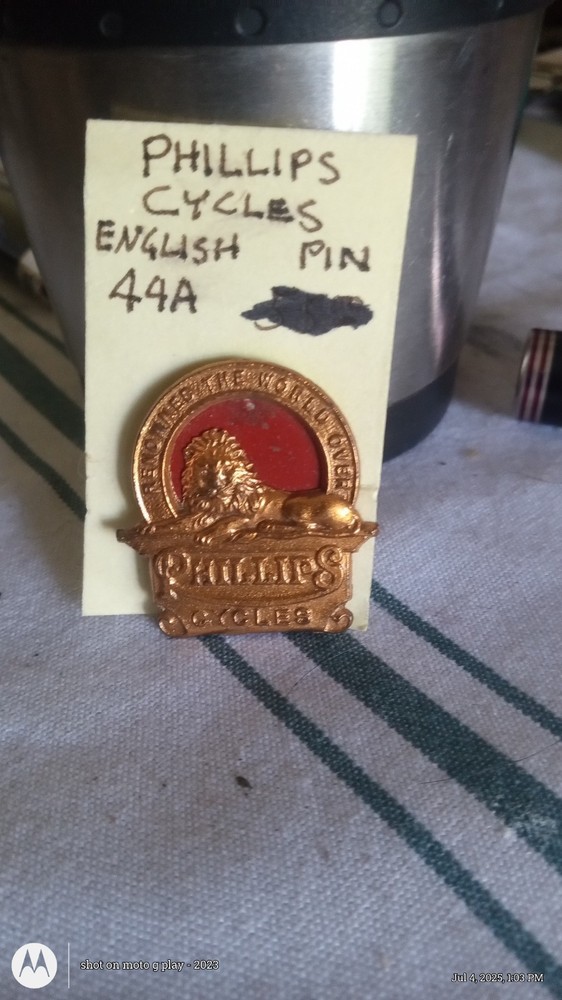 Antique British Phillips Cycles Pin Ex