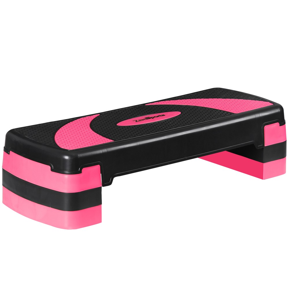 31" Adjustable Exercise Step Platform, 3-Level Height Non-Slip Surface Pink