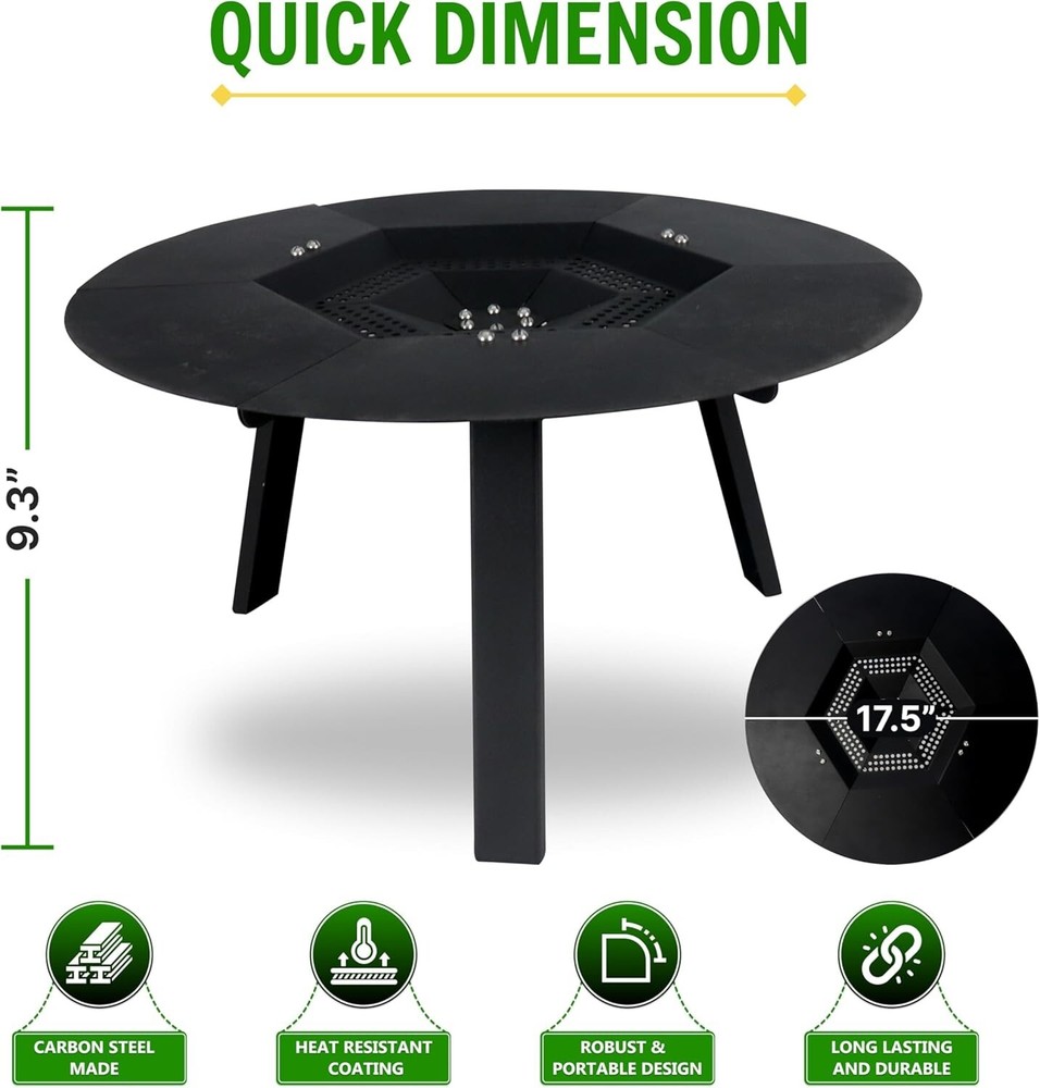 FEBTECH - 17.5" Fire Pit Heat Deflector Compatible for 15" Fire Pit
