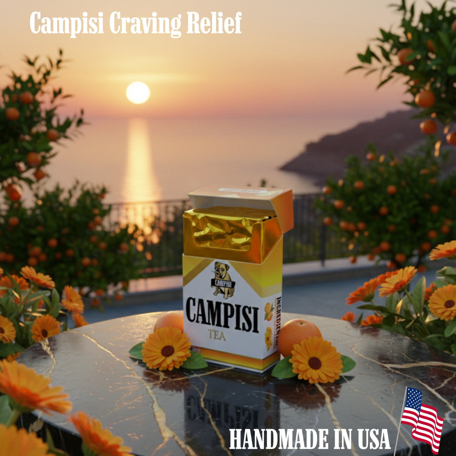 Campisi Citrus Orange Tea, Nicotine Free, Tobacco Free, Cessation aid, fruity