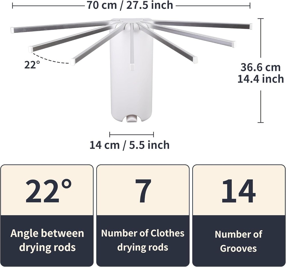 Wall-mounted tripod clothes drying rack, foldable, aluminium construction
