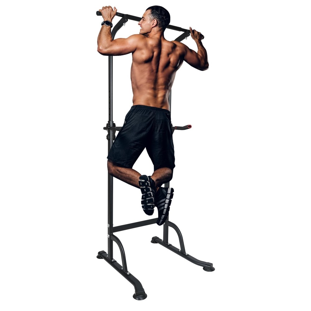 Power Tower Dip Station Pull Up Bar Exercise Tower, Adjustable Height Dip Bar...