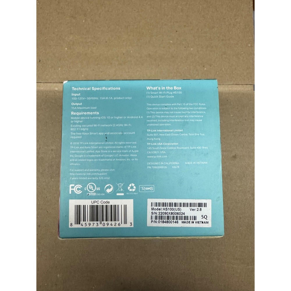 TP Link Kasa Smart Wi Fi Plug HS100 Remote Control Scheduling Away Mode