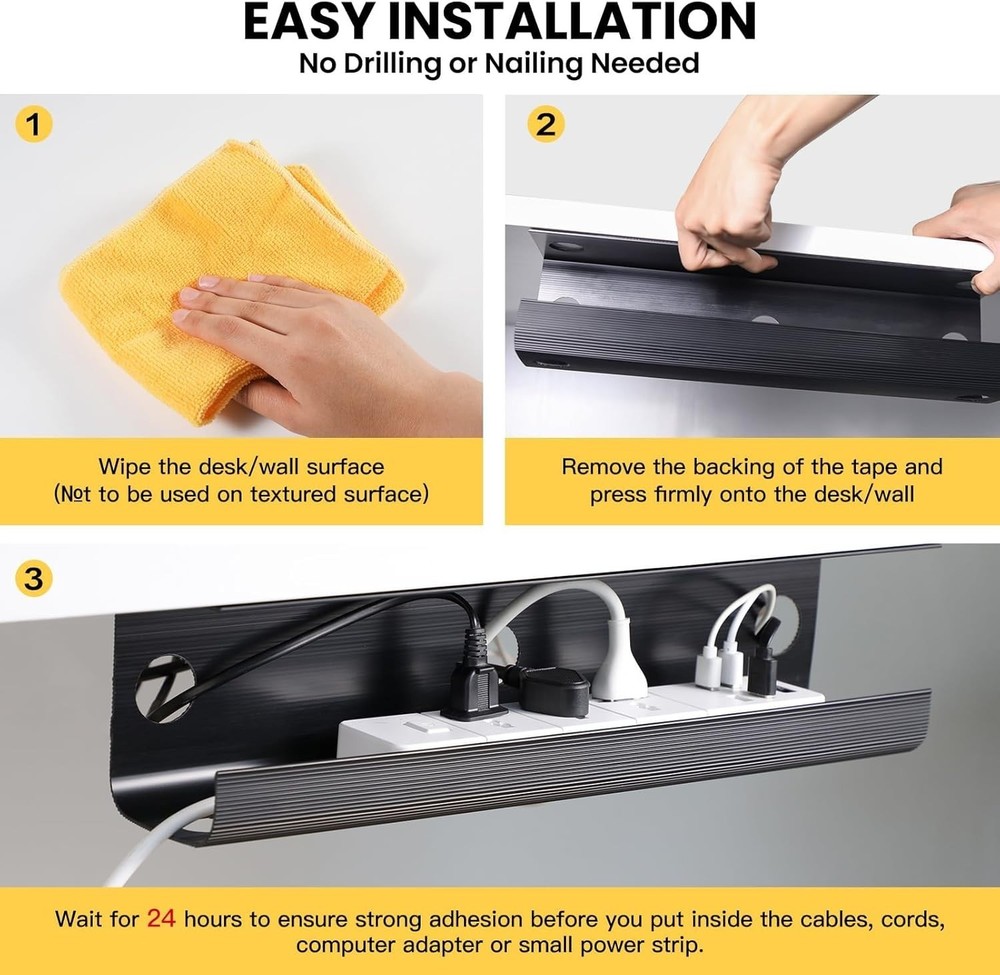 Modern Under Desk Cable Management System 2-Pack - Tidy Your Workspace Today