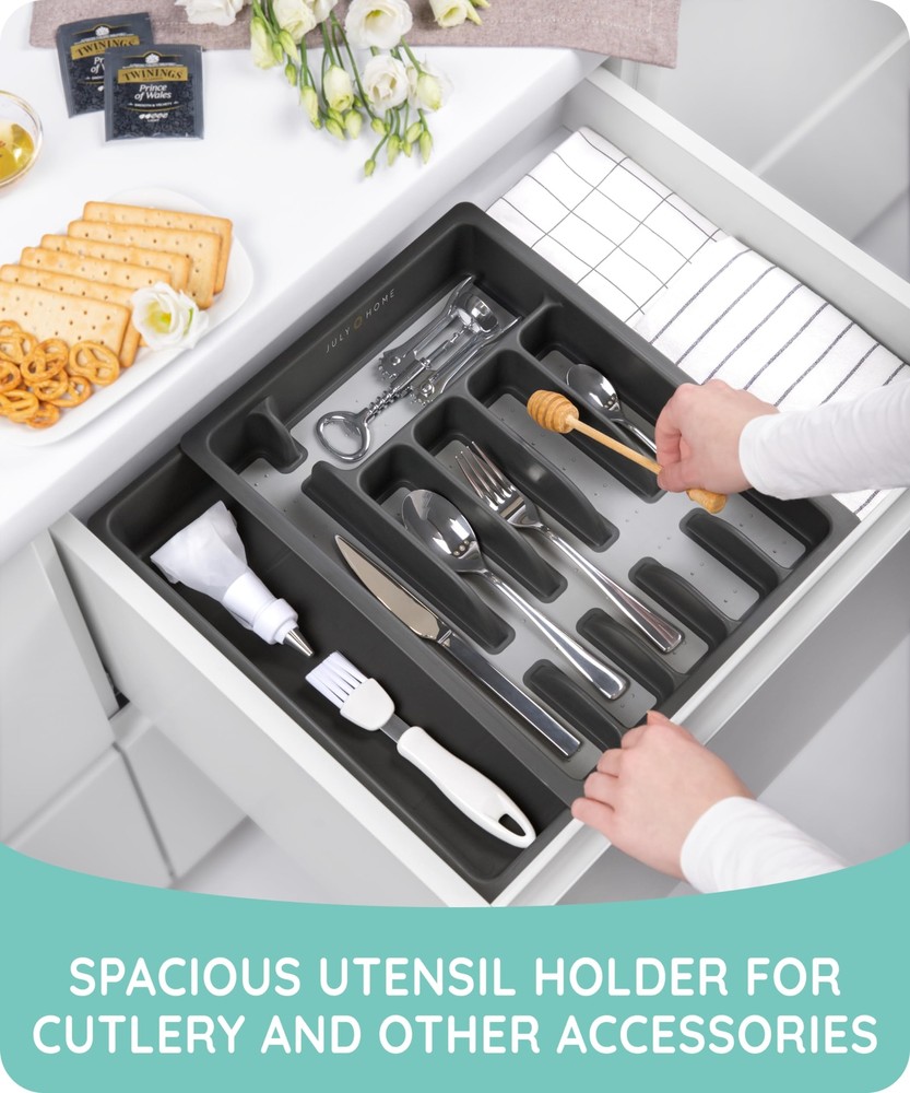 Expandable Kitchen Drawer Organizer Convenient Plastic Flatware Drawer Organizer