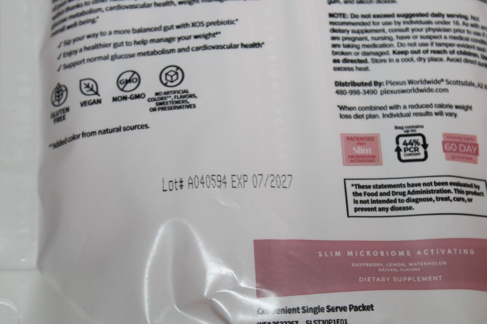 Plexus Slim - 30 Day Packets-Microbiome Activating Raspberry Lemon Exp 7/2027