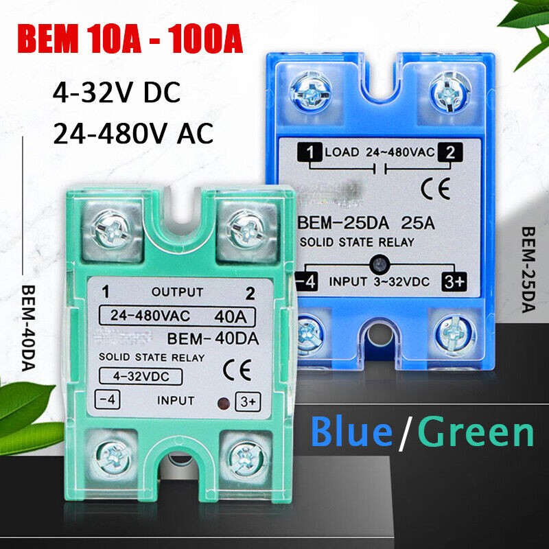 SSR Solid State Relays BEM10A - 100A Single Phase DC - AC / 4-32V DC 24-480V AC