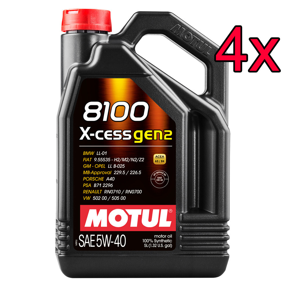 [Case of 4] Motul 8100 X-Cess Gen2 Full Synthetic 5W-40 Engine Motor Oil 5L