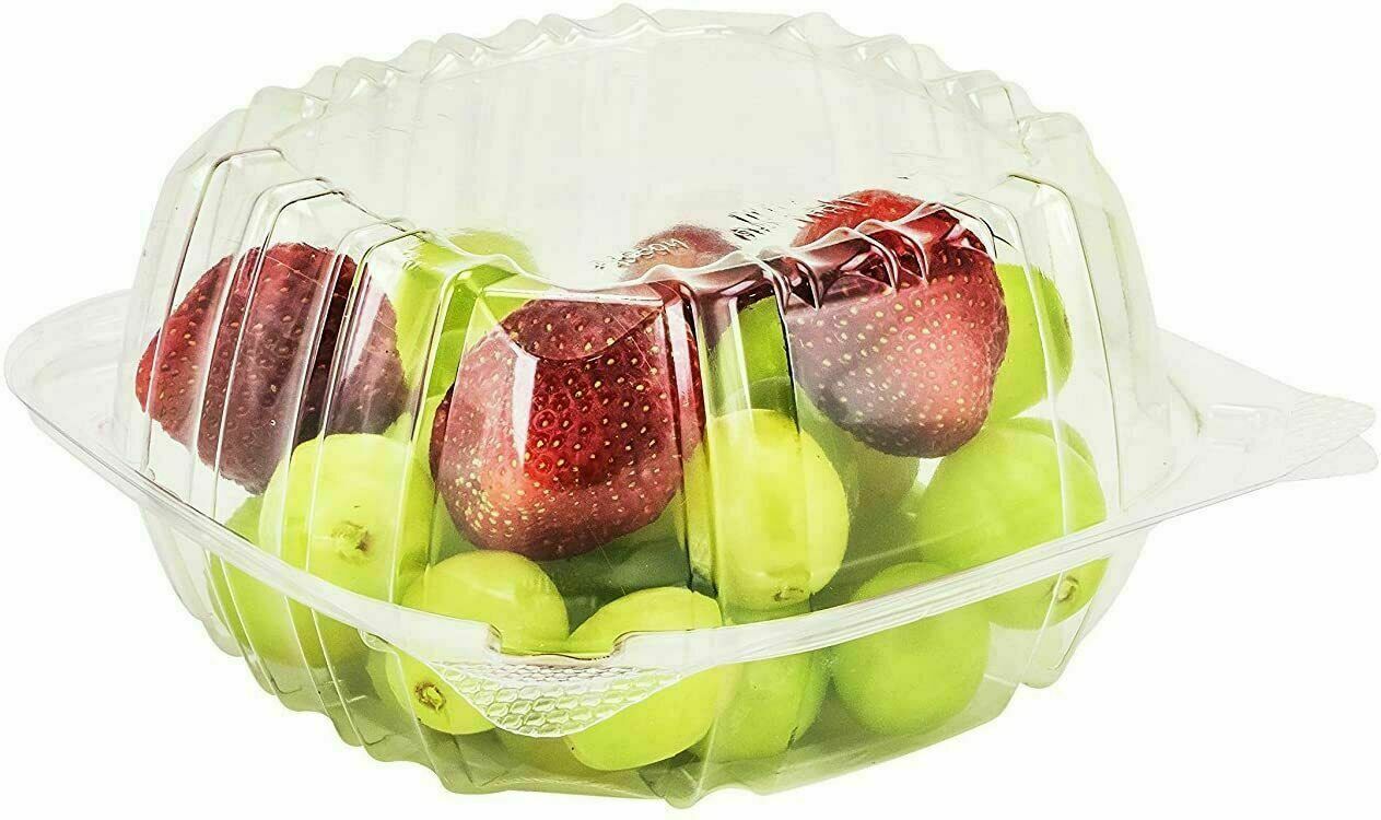 DART SOLO C57PST1 Clear Plastic Seal Hinged-Lid Food Containers 6 x 6"