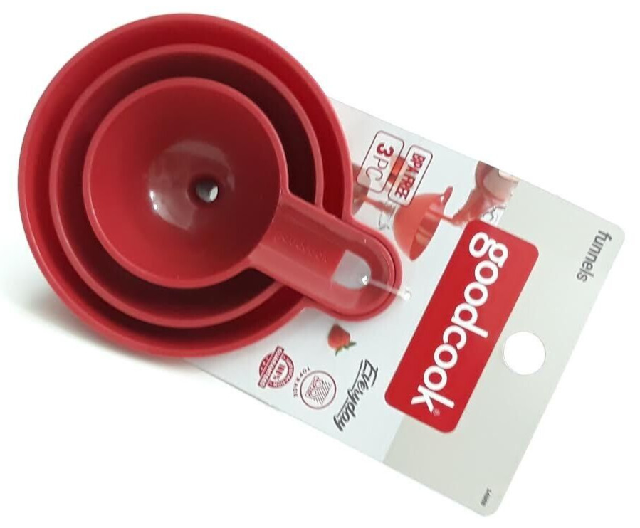 GOODCOOK 3 PC FUNNEL SET RED EXTRA SMALL SMALL MEDIUM
