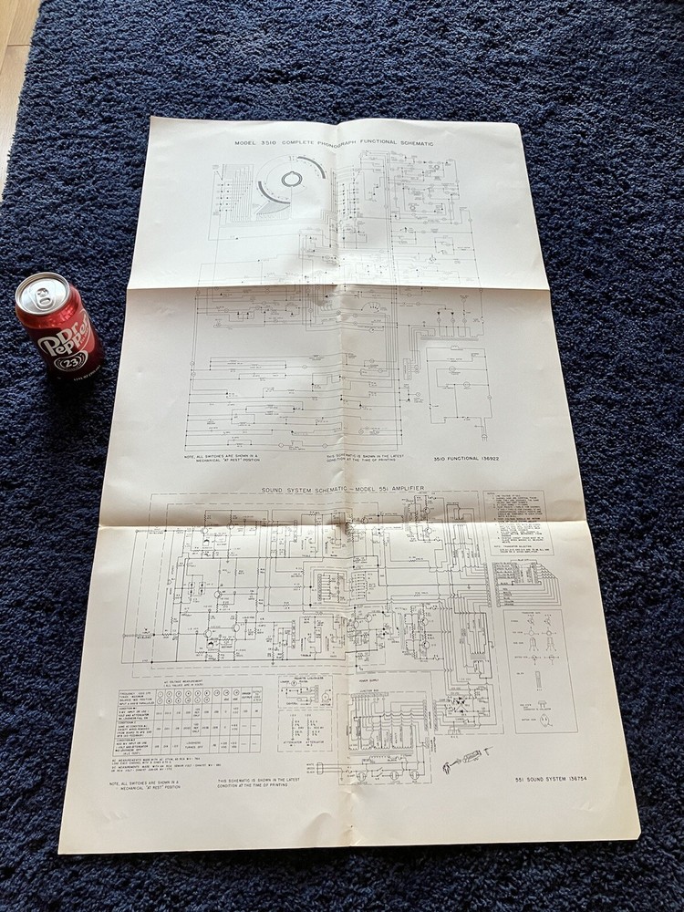 Wurlitzer 3510 Jukebox Large Factory Schematic