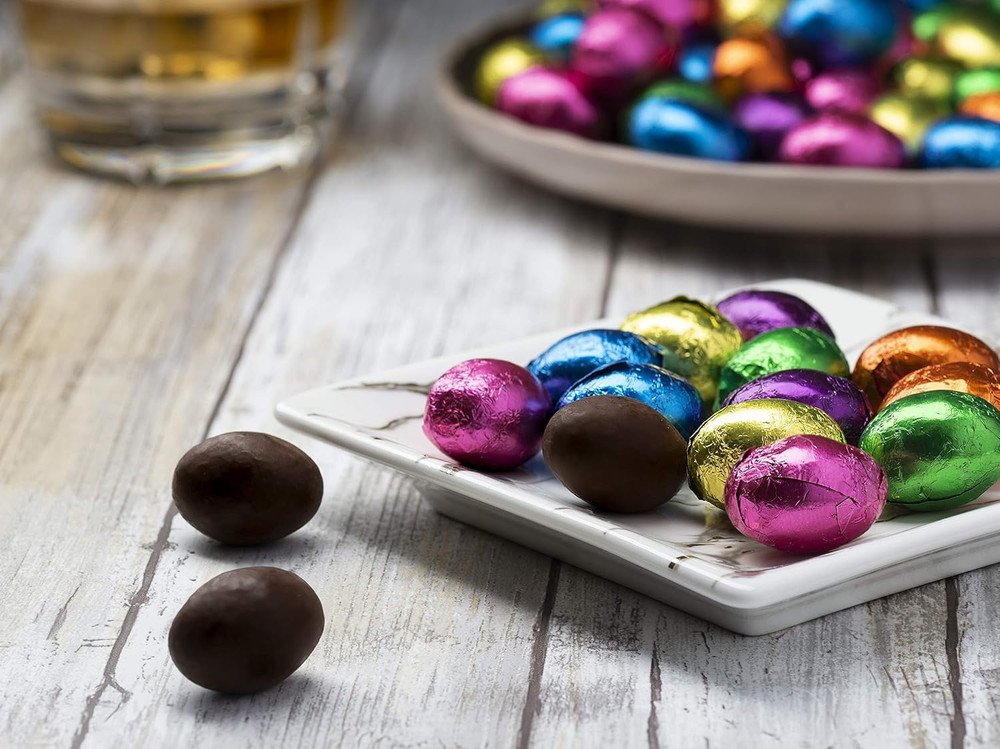 Madelaine Chocolates Easter Eggs (1/2 LB) Solid Premium Dark Chocolate Eggs Foil