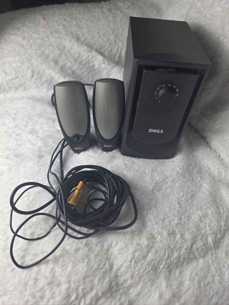 Dells 2.1 Speakers Systems Suboowfer +2 Speakers Computer Audio Set Tested
