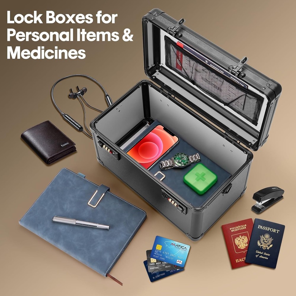 Large Lock Box Security Combination Lock Box Locking Storage Case Personal Items