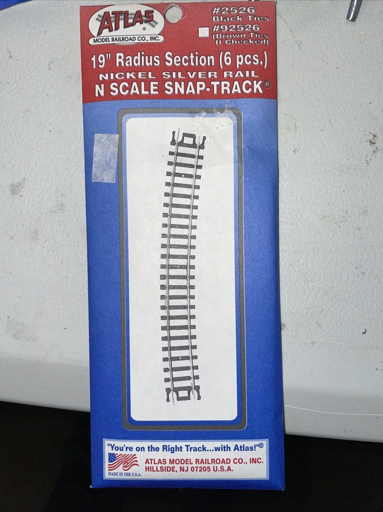 Atlas #2526 N Scale 19” Radius Section - 6 pcs •