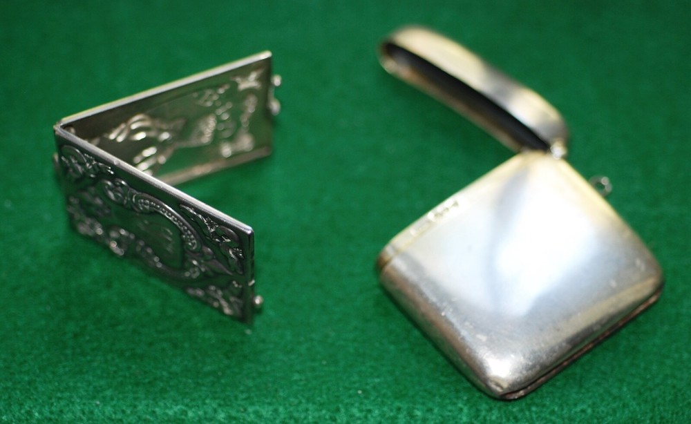 Two Antique Sterling Silver Ruby Eye Vesta Cases American & British