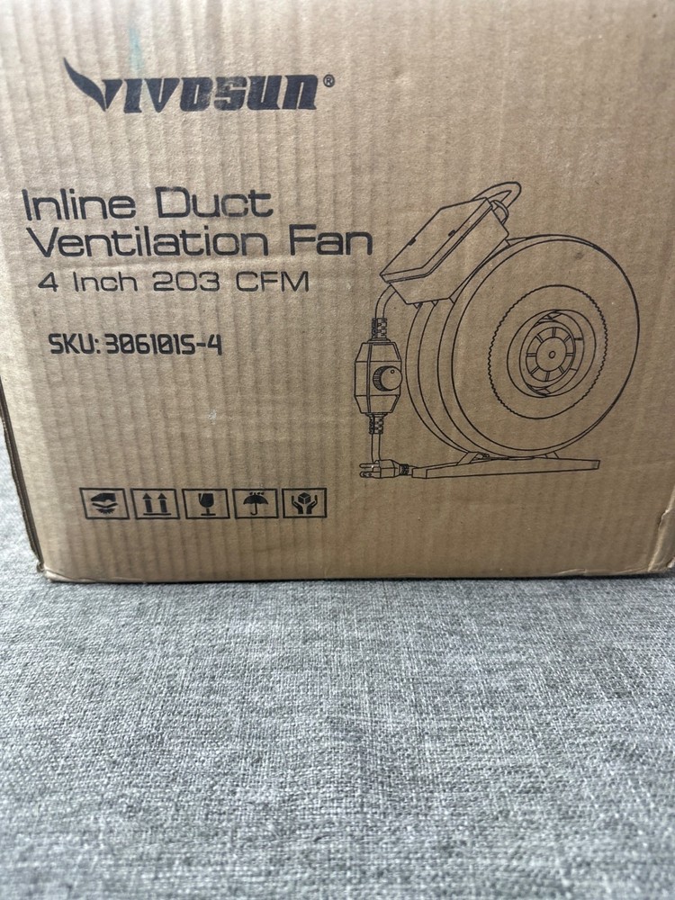 VIVOSUN Z4 4in 203CFM Inline Duct Ventilation Fan w/ Variable Speed Controller