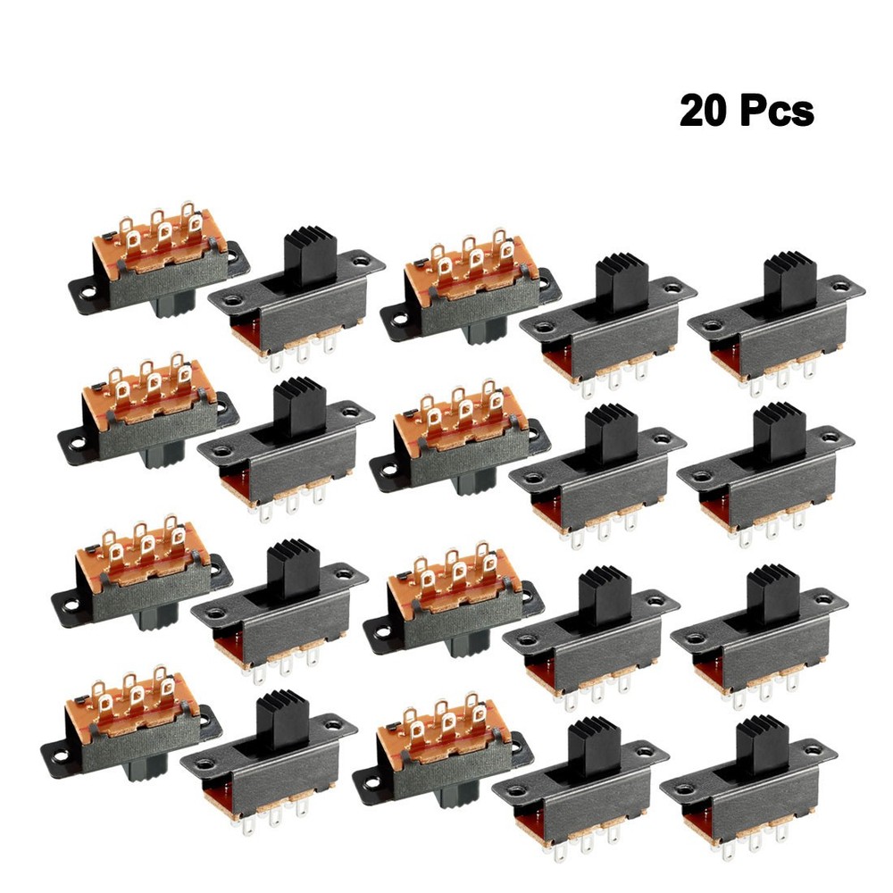 20Pcs 5mm Vertical Slide Switch DPDT 2 Position 6 Terminal PCB Panel Latch