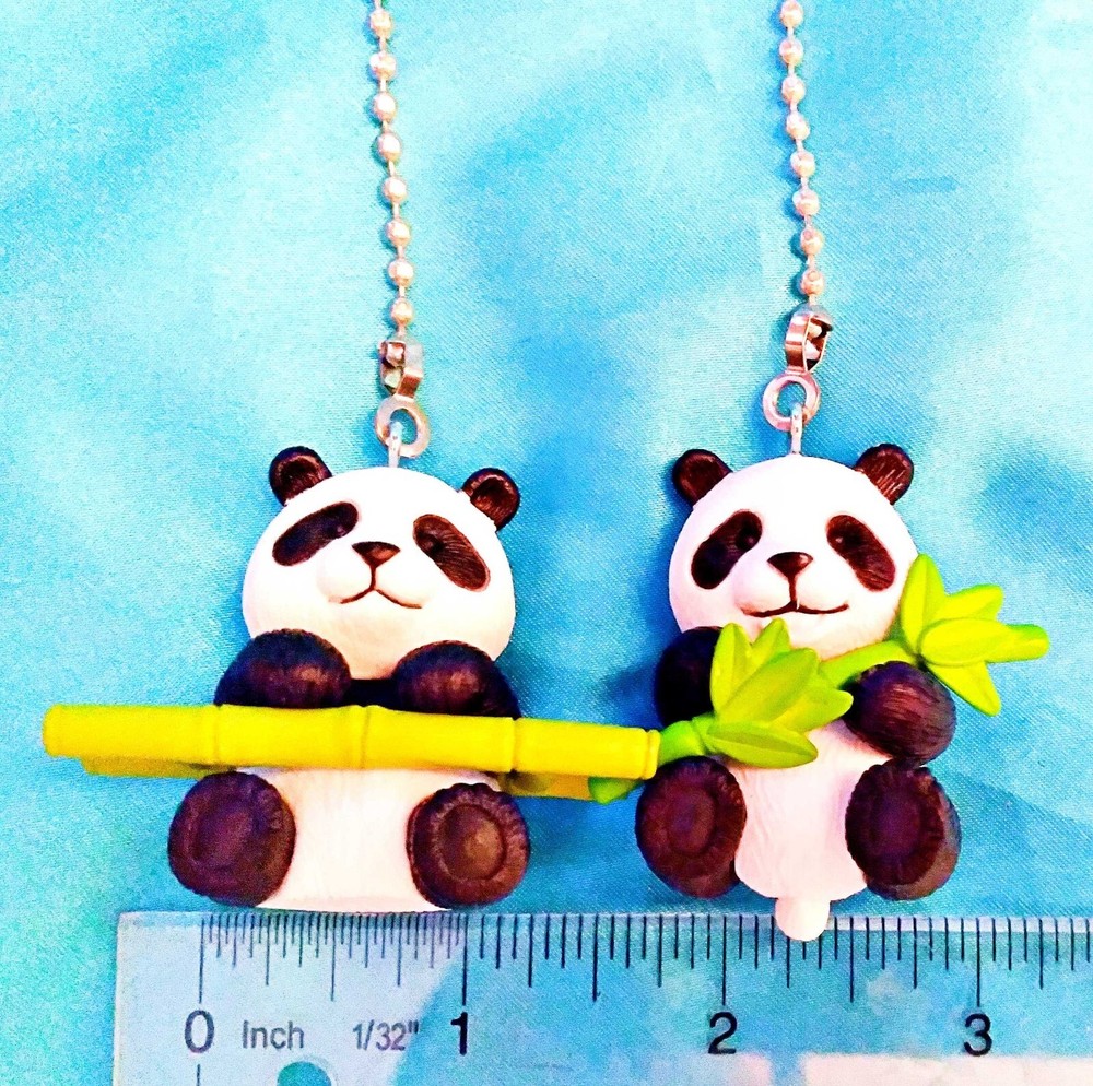 Set of Two ~ Panda Eating Bamboo S-3 ~ Ceiling Fan Pulls