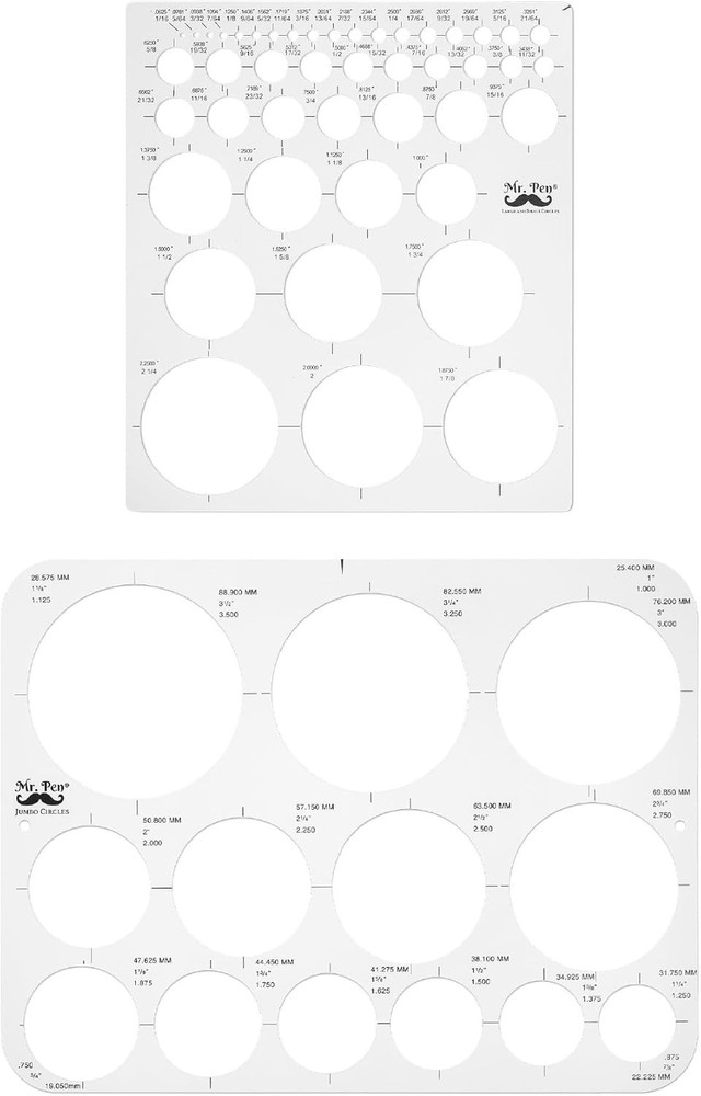 Quality Plastic Circle Templates - Ideal for Drafting with Integrated Ruler