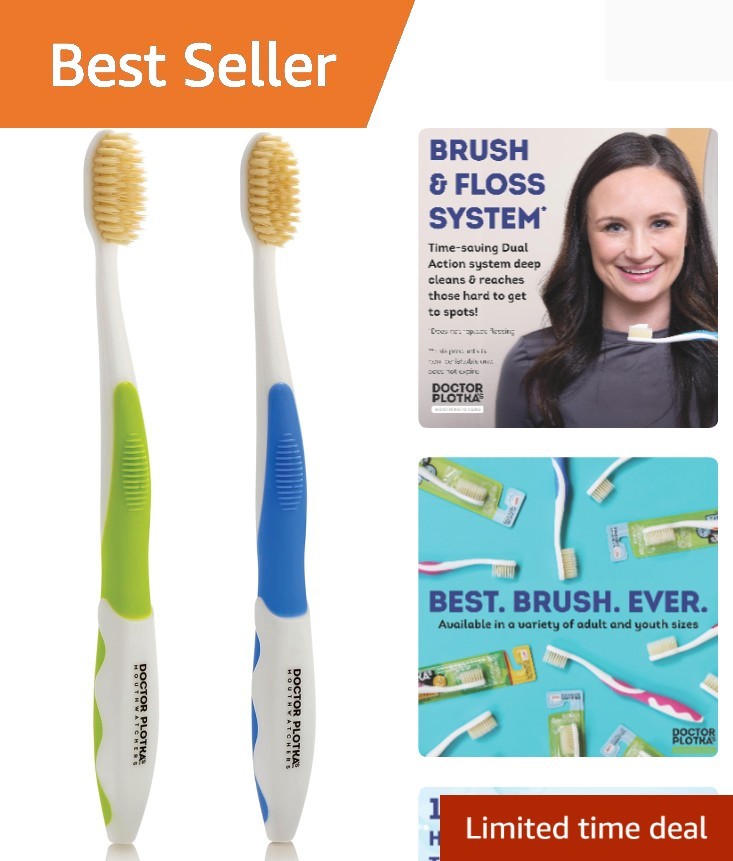 Dr. Plotka's Eco-Friendly Soft Flossing Toothbrush Set - 2 Pack for Adults