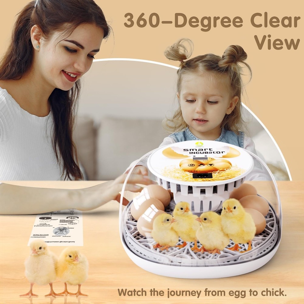 Incubators for Hatching Eggs Quail Egg Incubator 12 Eggs with Automatic Egg T...