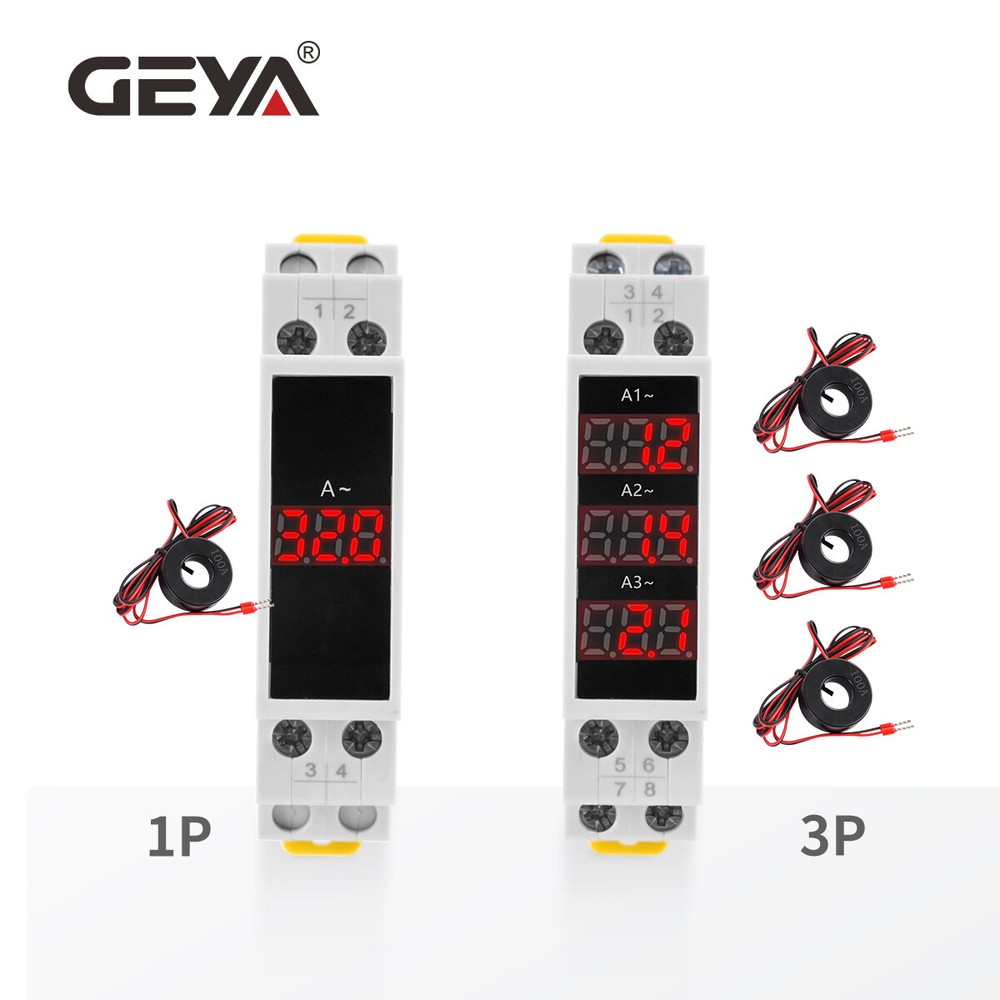 GEYA Current Meter Single Three Phase Modular AC0A-100A LED Display 80V-500V