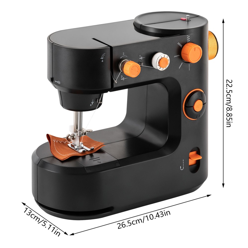 Black Mini Sewing Machine for Beginner Dual Speed Portable Sewing Machine