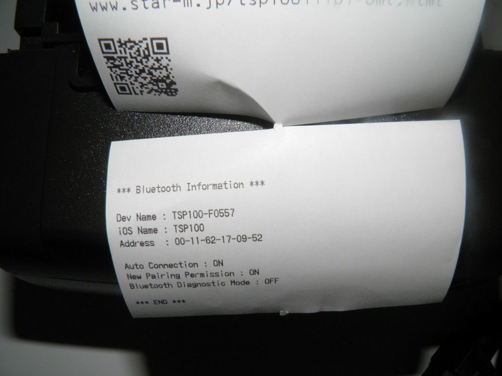 Star TSP100 Thermal POS Receipt Printer TSP143IIIBI w Bluetooth TESTED WORKING