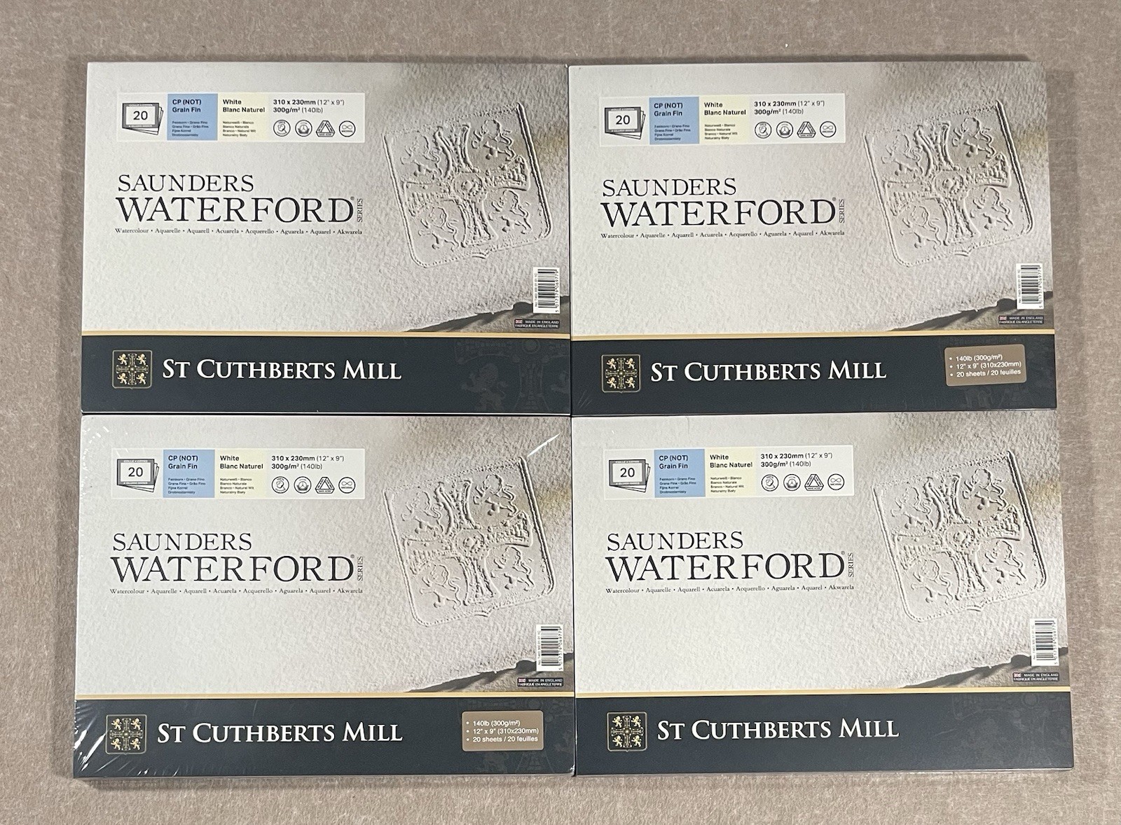 (4) St. Cuthberts Mill Saunders Waterford Watercolor Paper Block 12x9” 80 Sheets