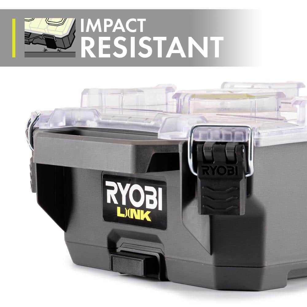 Small Parts Organizer Ryobi Link 6, 10 Compartment Tool Box Modular Case System