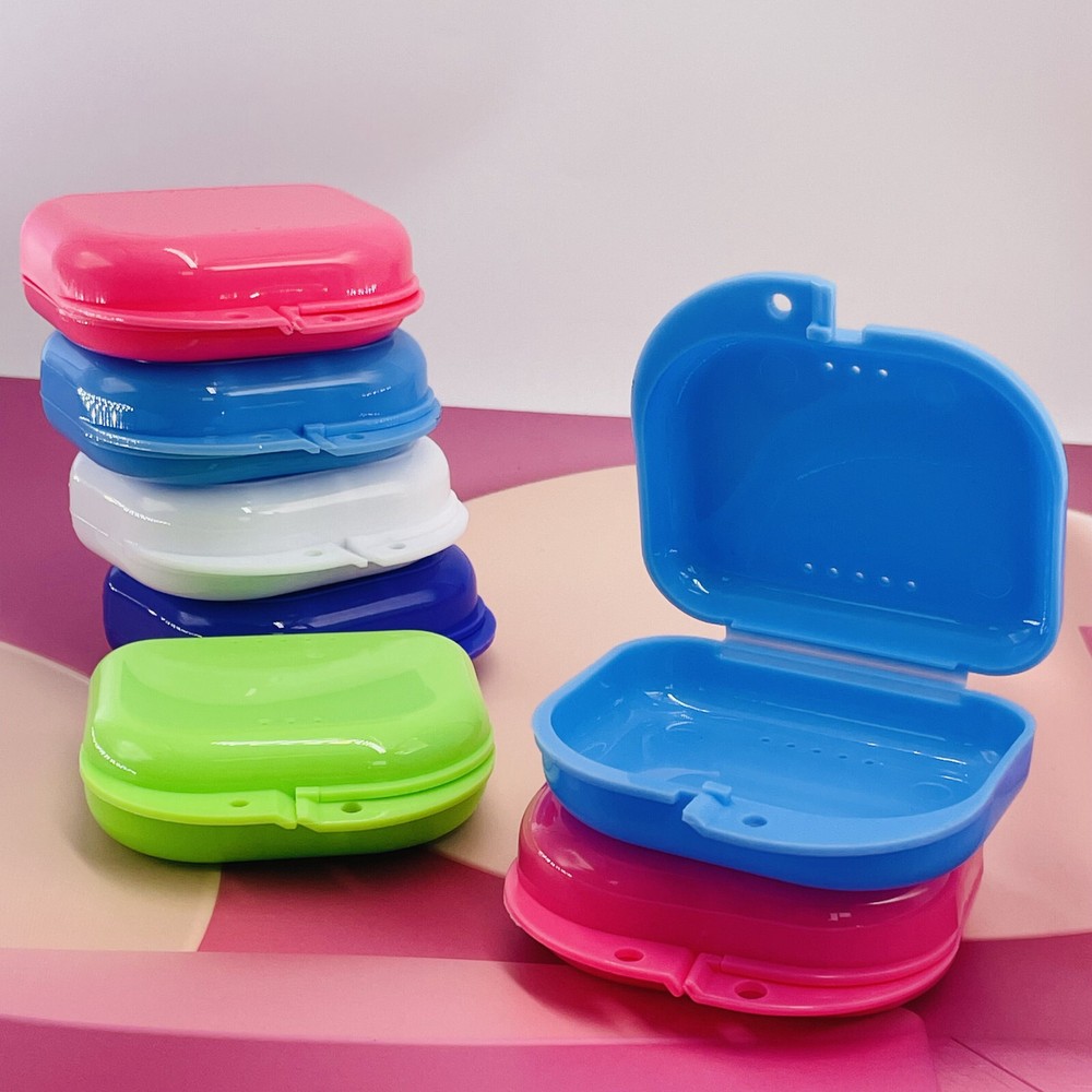 5pcs Dental Retainer Denture Storage Case Box Mouthguard Container Assorted