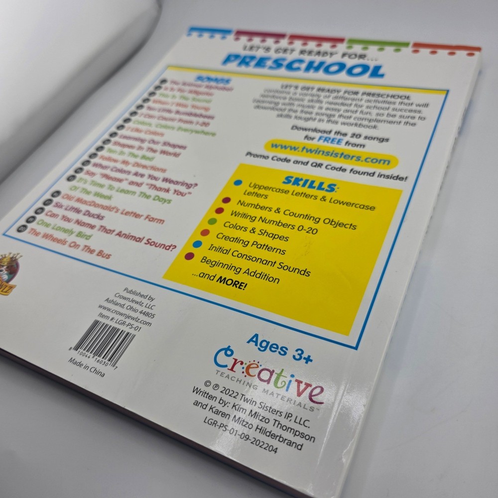 Creative Teaching Materials Lets Get Ready for Preschool Learning Workbook
