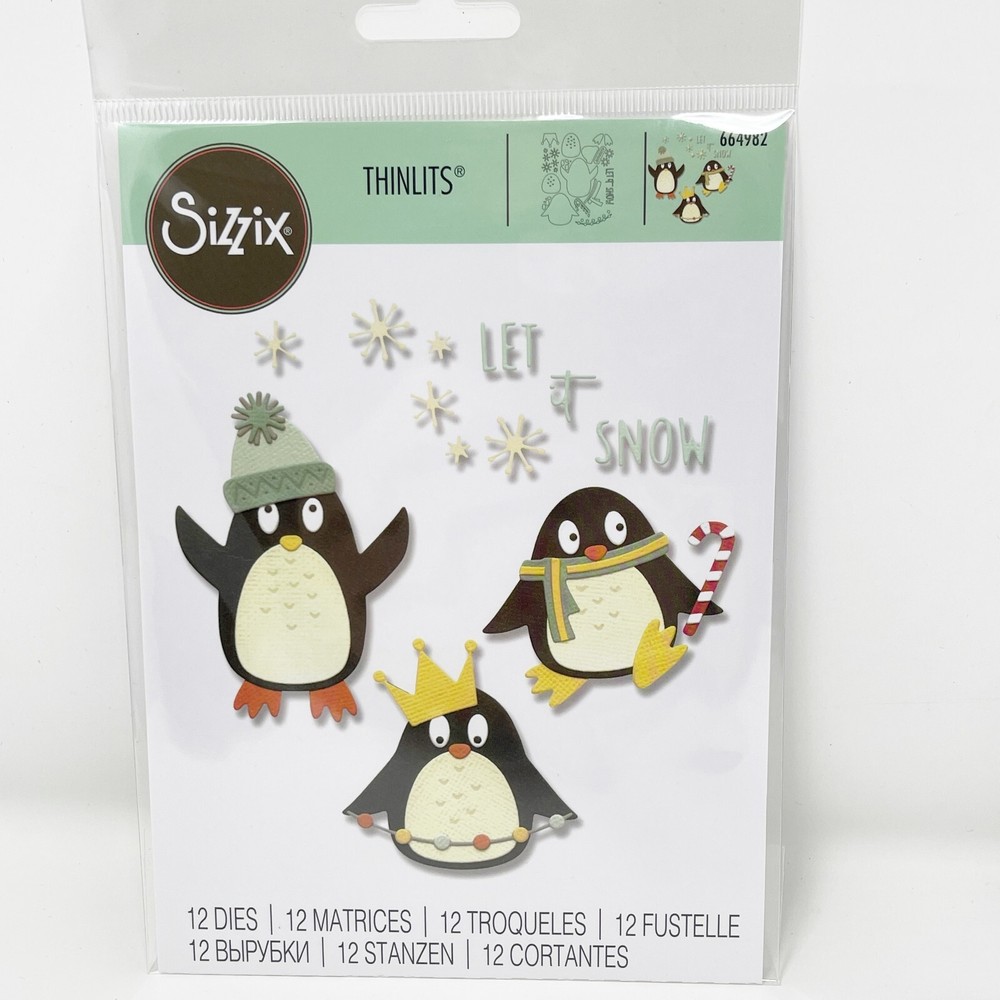 Sizzix Thinlits Winter Christmas Cutting Dies Bundle Knitted Penguin Pals NEW