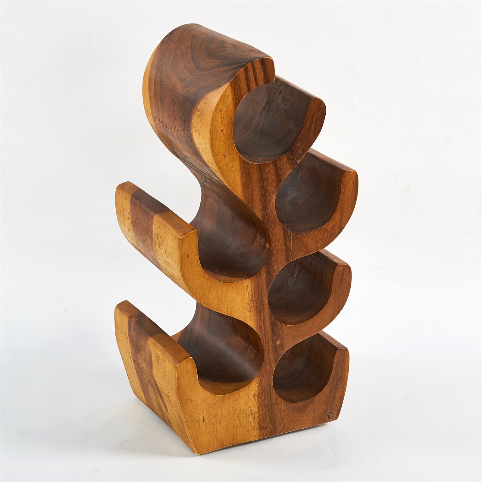 Hand-Carved Suar Wood Tree Shaped Wine Rack Bottle Holder Brown for 6/8/12