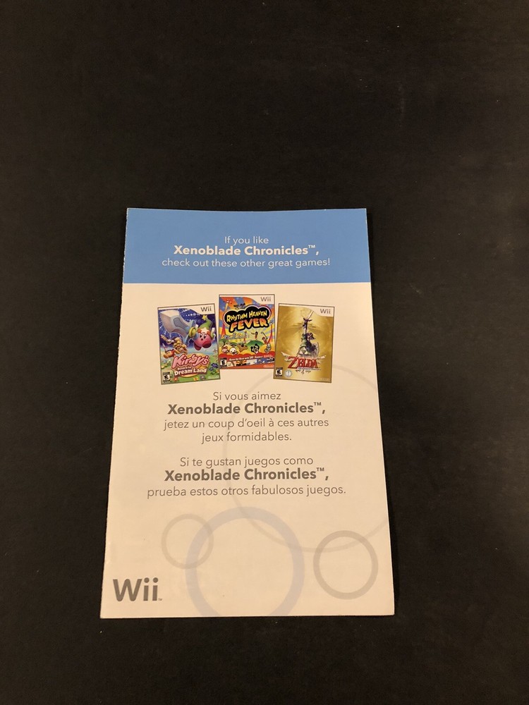 Xenoblade chronicles wii Nintendo Insert Only