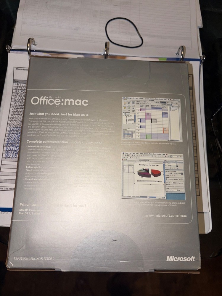 Microsoft Office v.X for Mac OS X Software Disc CD Sealed Box Upgrade