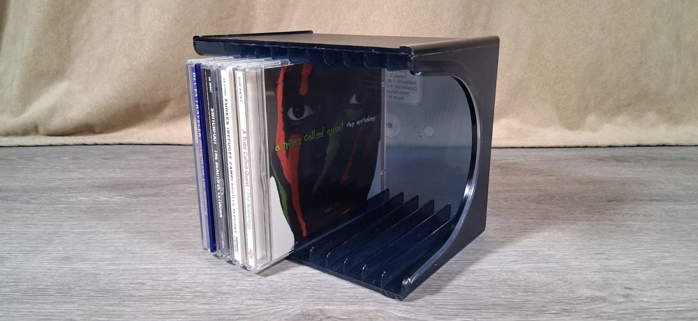 Fellowes CD Cube 12 CD Storage Rack Desktop  Clear Blue Gray Fast Shipping