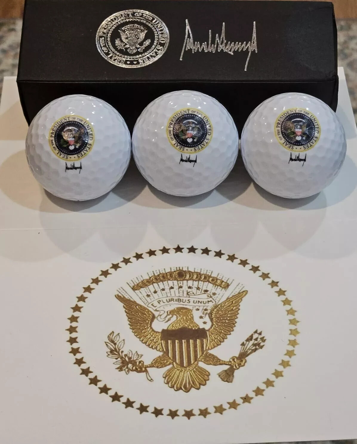 Presidential Seal Golf Balls (set of 3) with Box President Trump Signature
