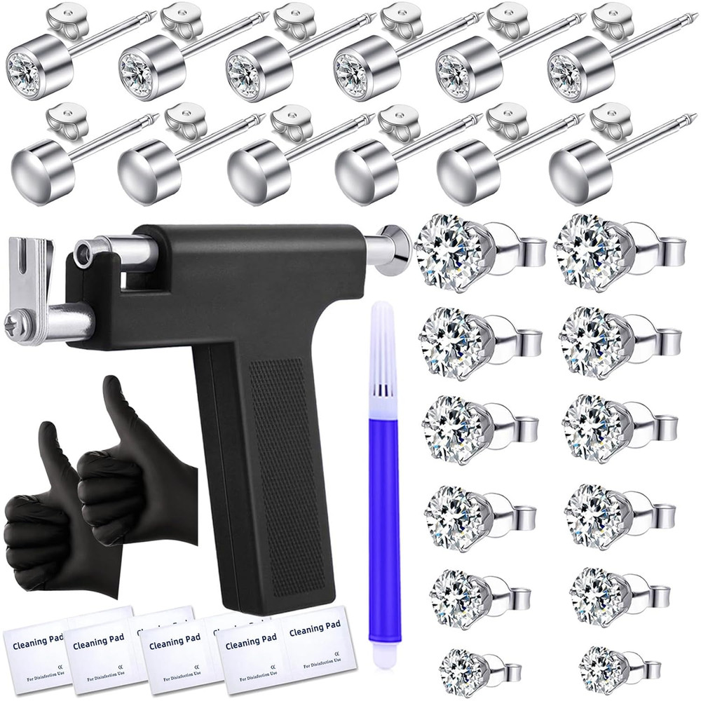 Ear Piercing Kit - Self-Piercing Tool with Studs & Accessories for Home Use