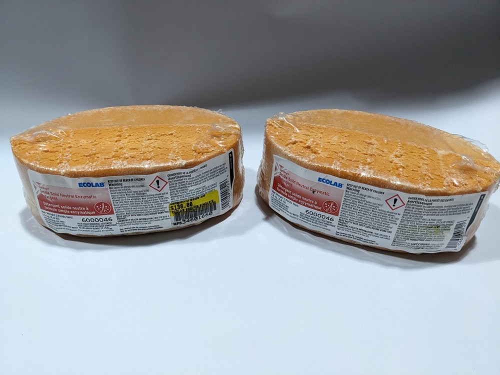 🔥2 NEW🔥 ECOLAB Single Solid Neutral Enzymatic Detergent blocks 2.8 lb each