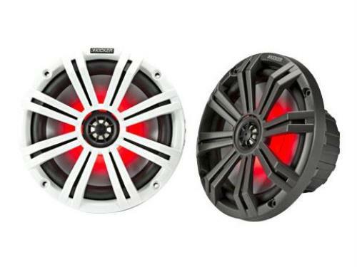 Kicker 45KM84L 8" Full Range Marine Boat Speakers Pair with RGB LED Lighting