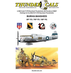 ThunderCals 1/48 Scale decals 48-007 P-47D Razorback Thunderbolts BURMA BANSHEES