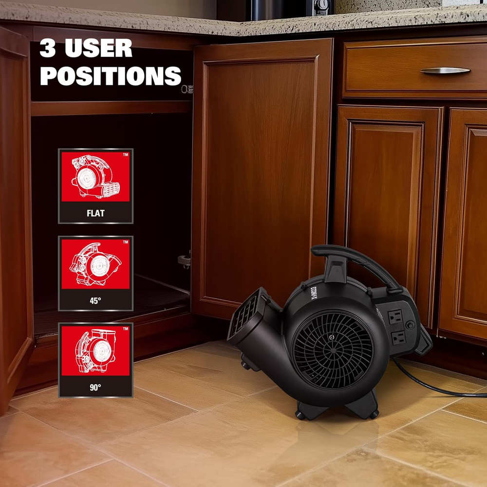 950 CFM Air Mover & Carpet Dryer - 3 Speeds, Stackable, Timer Function