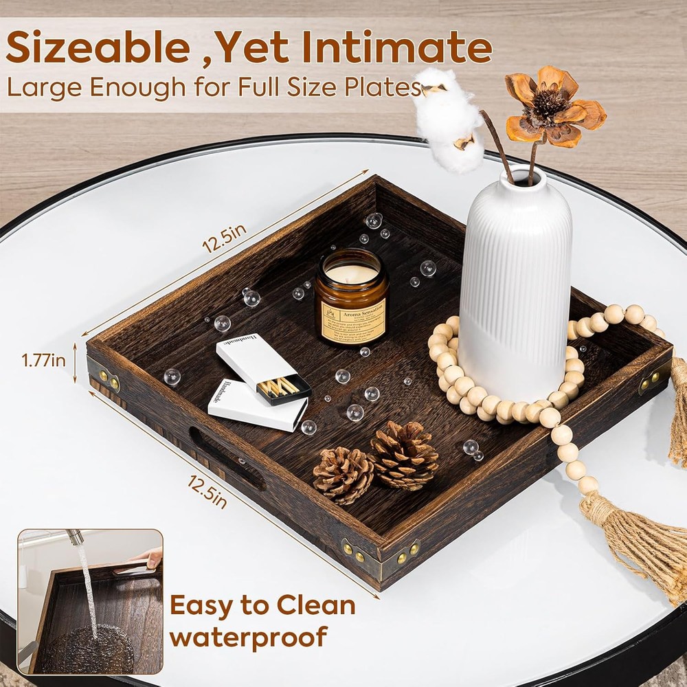 Yangbaga Serving Tray with 1" x x 1", Rustic