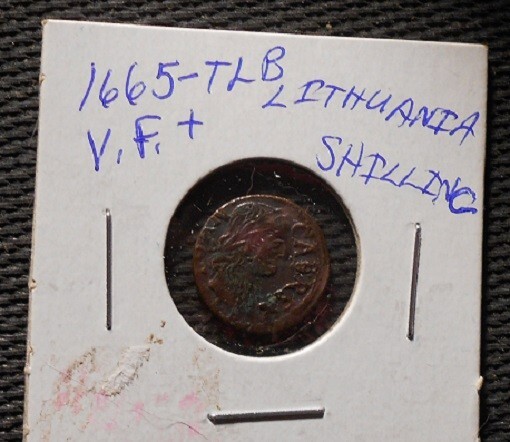 1665 Lithuania 1 Shilling, Alignment Errors; Old Coin Foreign Money