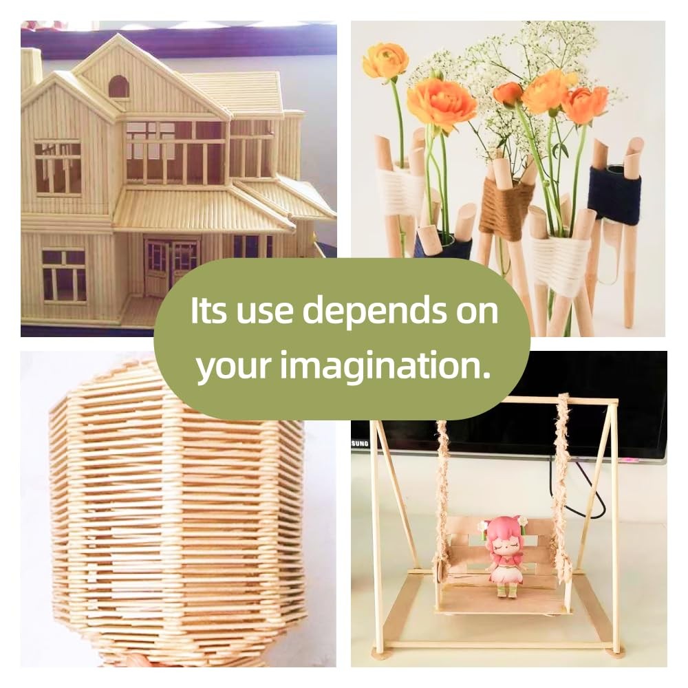 50PCS Wooden Dowel Rods 1/4in x 12in Unfinished Wood Sticks for Crafts DIY