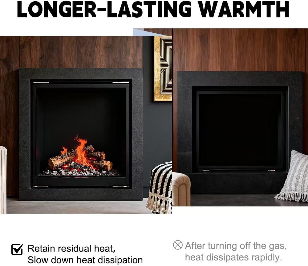 Large Ceramic Fireplace Gas Logs, 10 Pcs Set of Decoration Wood Logs for Ventles