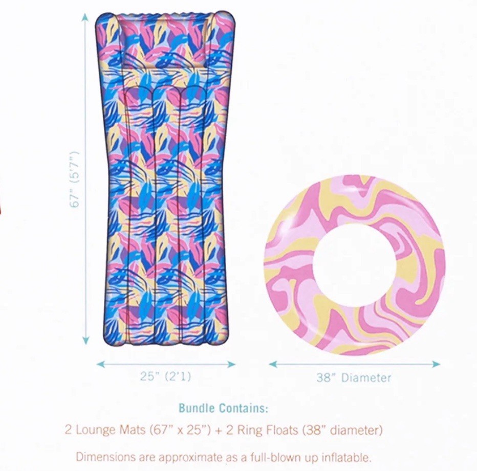 Luxe Float 4pc Combo Set (2 Lounger Float & 2 Ring Float) Coco Bongo