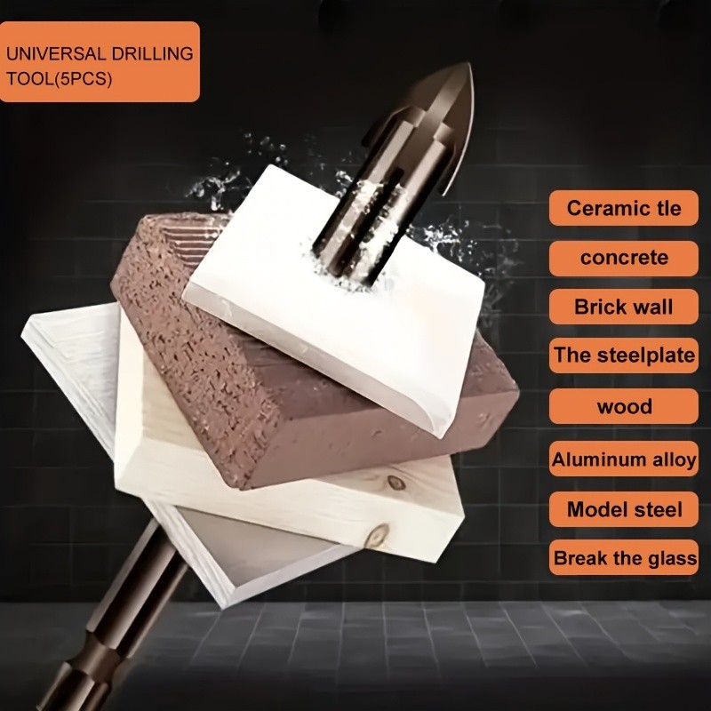 Multi-Material Drill Bit Set - Hex Shank for Tile, Concrete, Wood Drilling